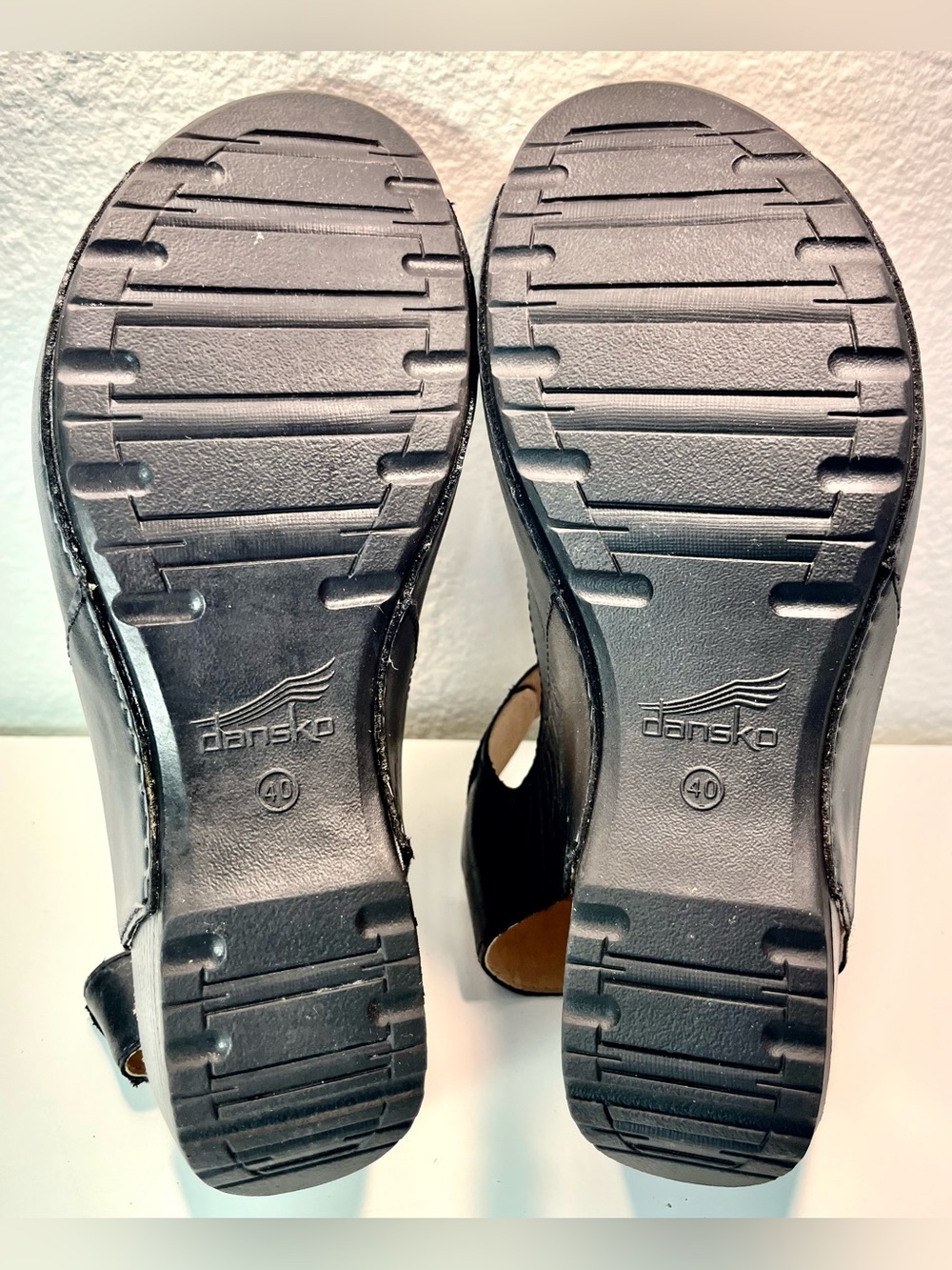 Dansko Tiana Black Women's Peep-Toe Wedge Sandals with Ankle Strap - Picture 8 of 9